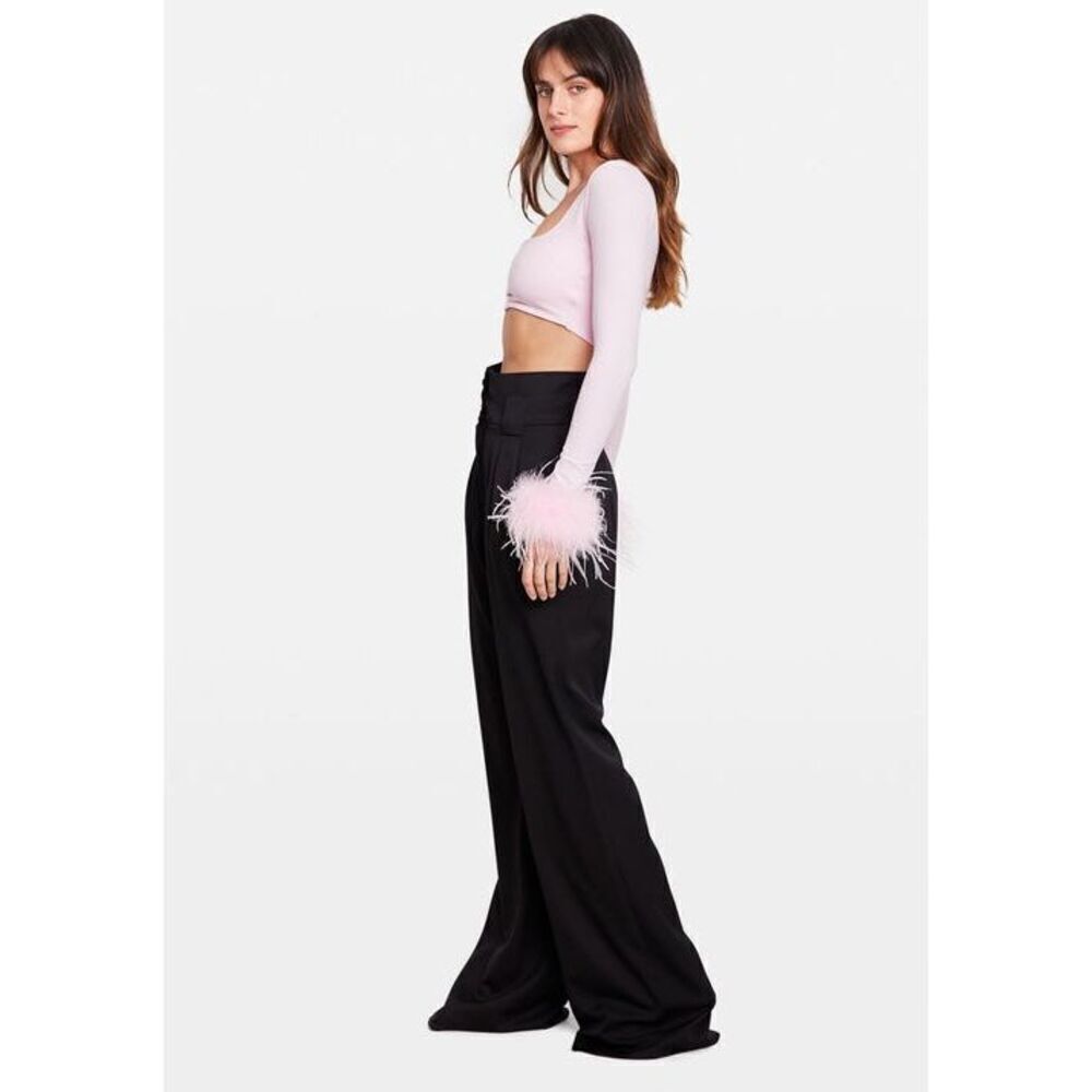 MANURI Black Wide Leg New Romance 2.4 Wool Trousers Pants Size Medium NWT